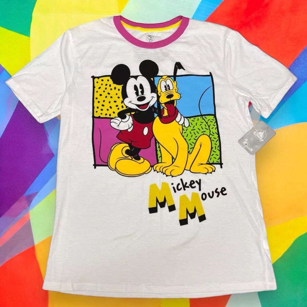 Disney Mickey Mouse Pluto T Shirt Women M Retro Cartoon Ringer Graphic Tee Parks